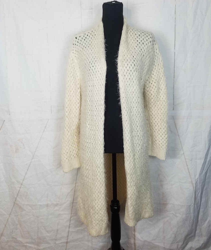 Simonetta open knit long cardigan sweater